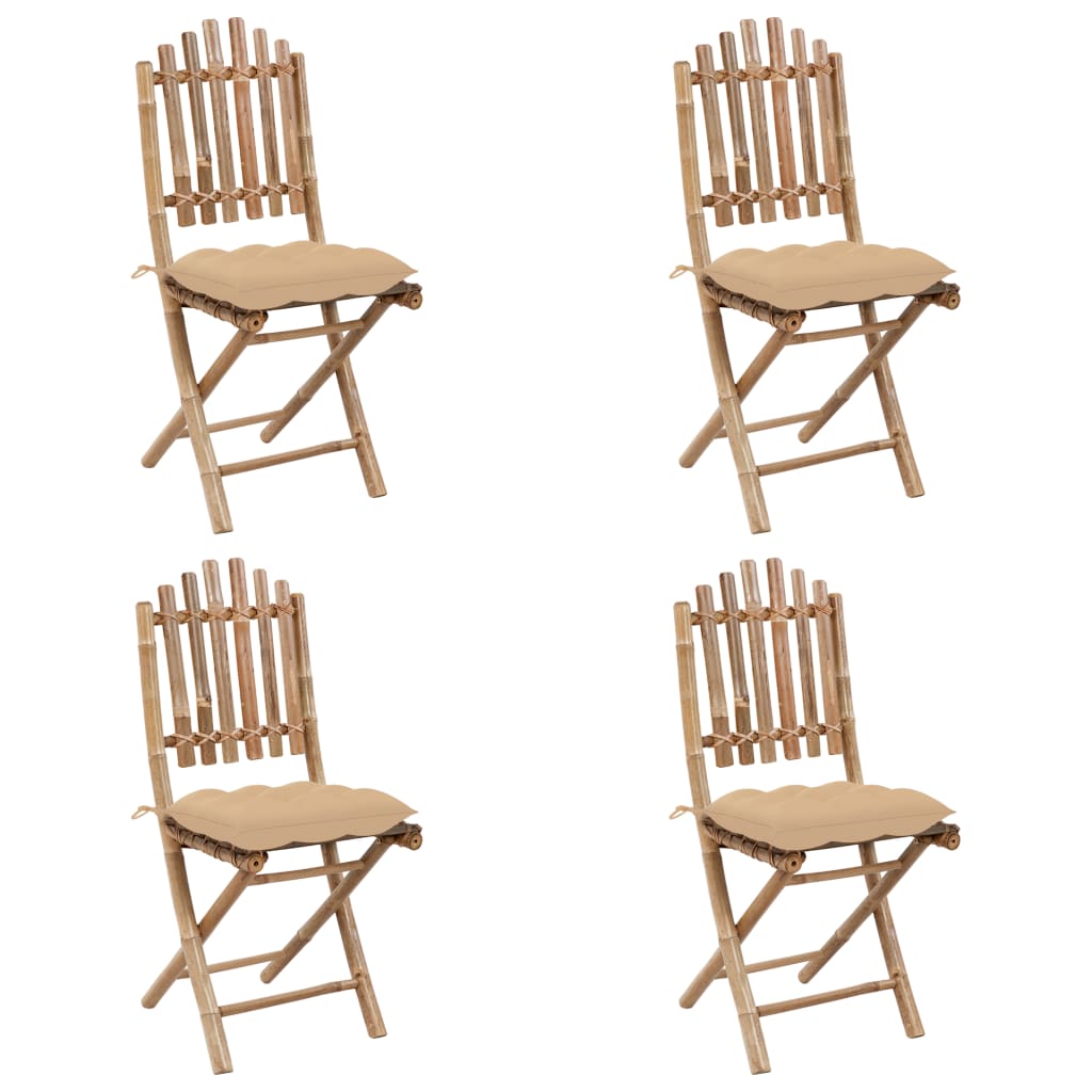 Set da Pranzo da Giardino 5 pz Pieghevole con Cuscini in Bambù | homemem39