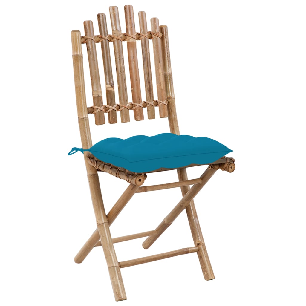 Set da Pranzo da Giardino 5 pz Pieghevole con Cuscini in Bambù | homemem39