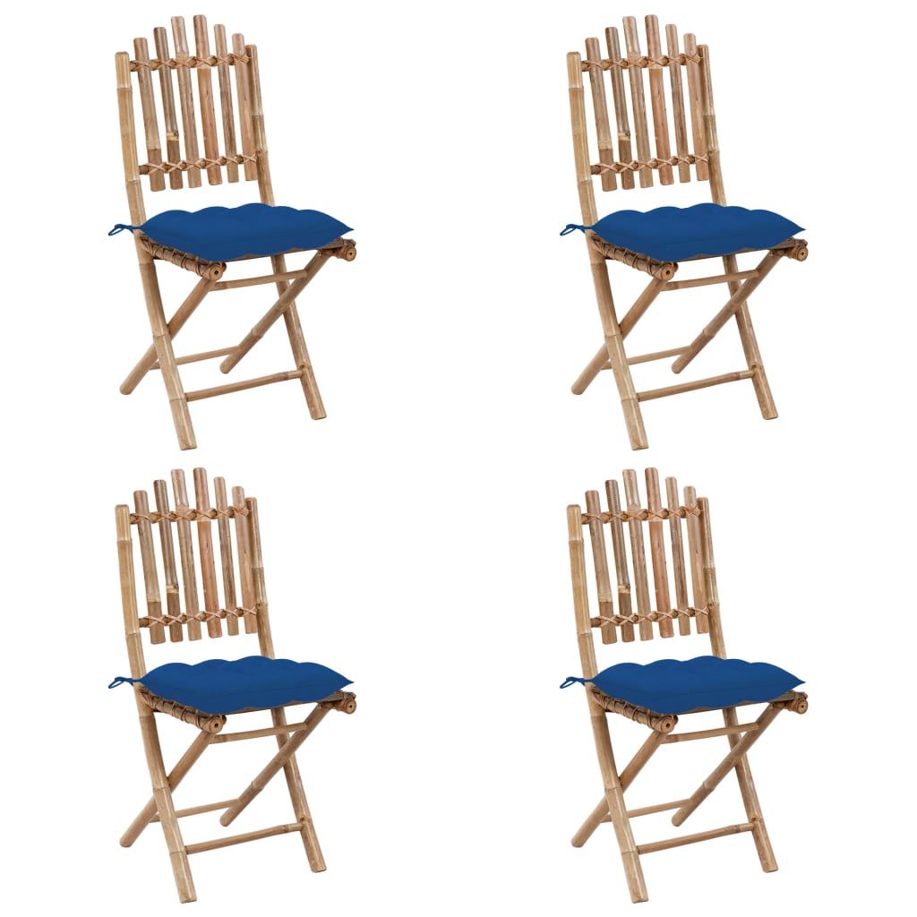 Set da Pranzo da Giardino 5 pz Pieghevole con Cuscini in Bambù | homemem39