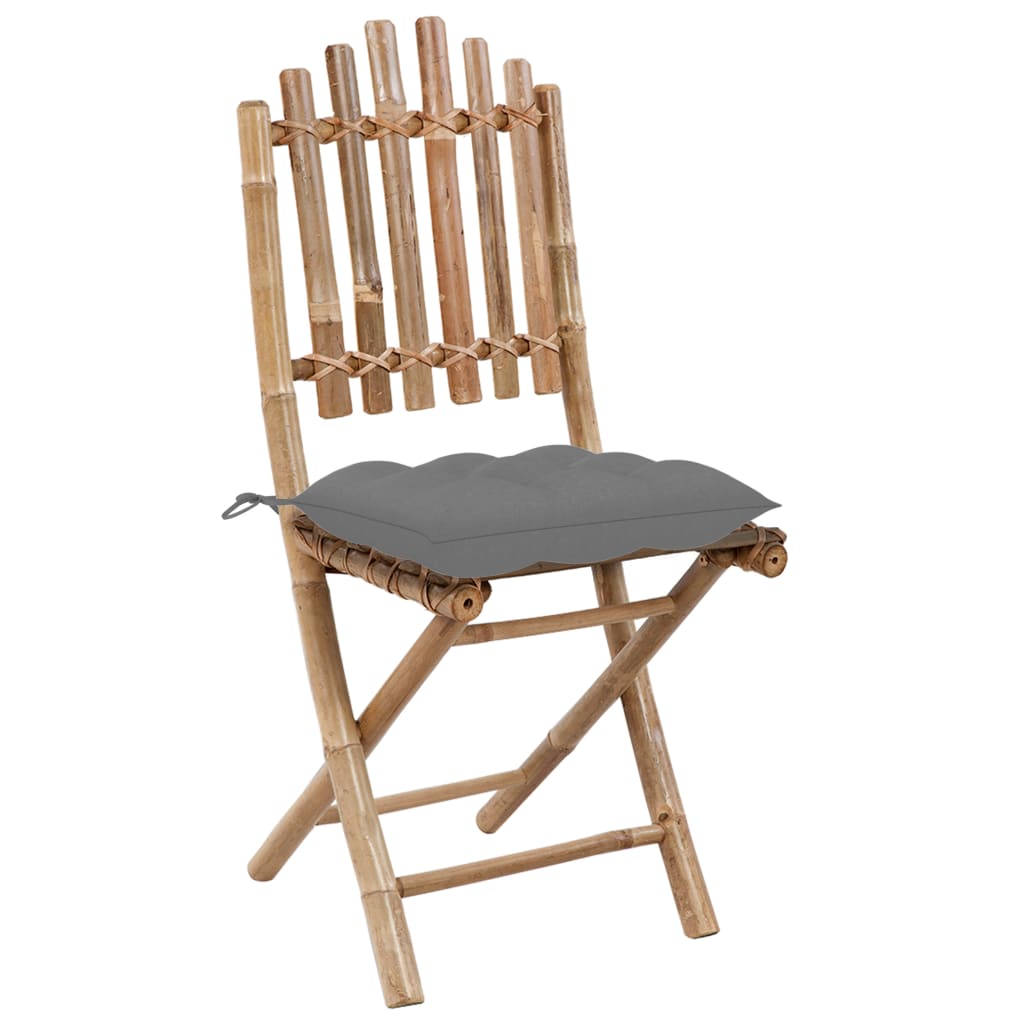 Sedie da Giardino Pieghevoli 2 pz con Cuscini in Bambù | homemem39