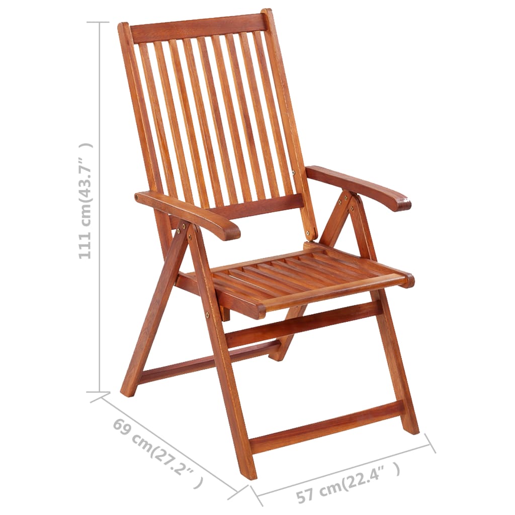 Sedie da Giardino Pieghevoli 3 pz con Cuscini Acacia Massello | homemem39