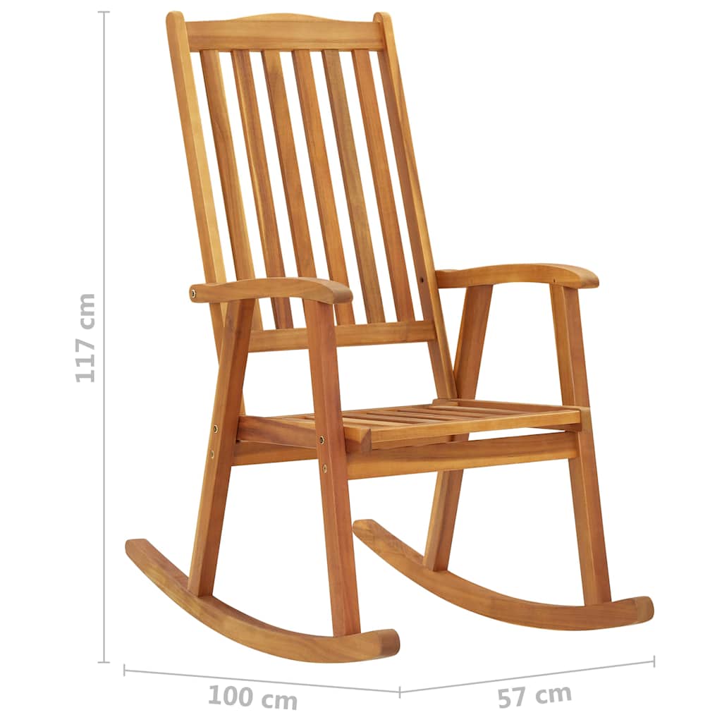 Sedia a Dondolo con Cuscini in Legno Massello di Acacia | homemem39