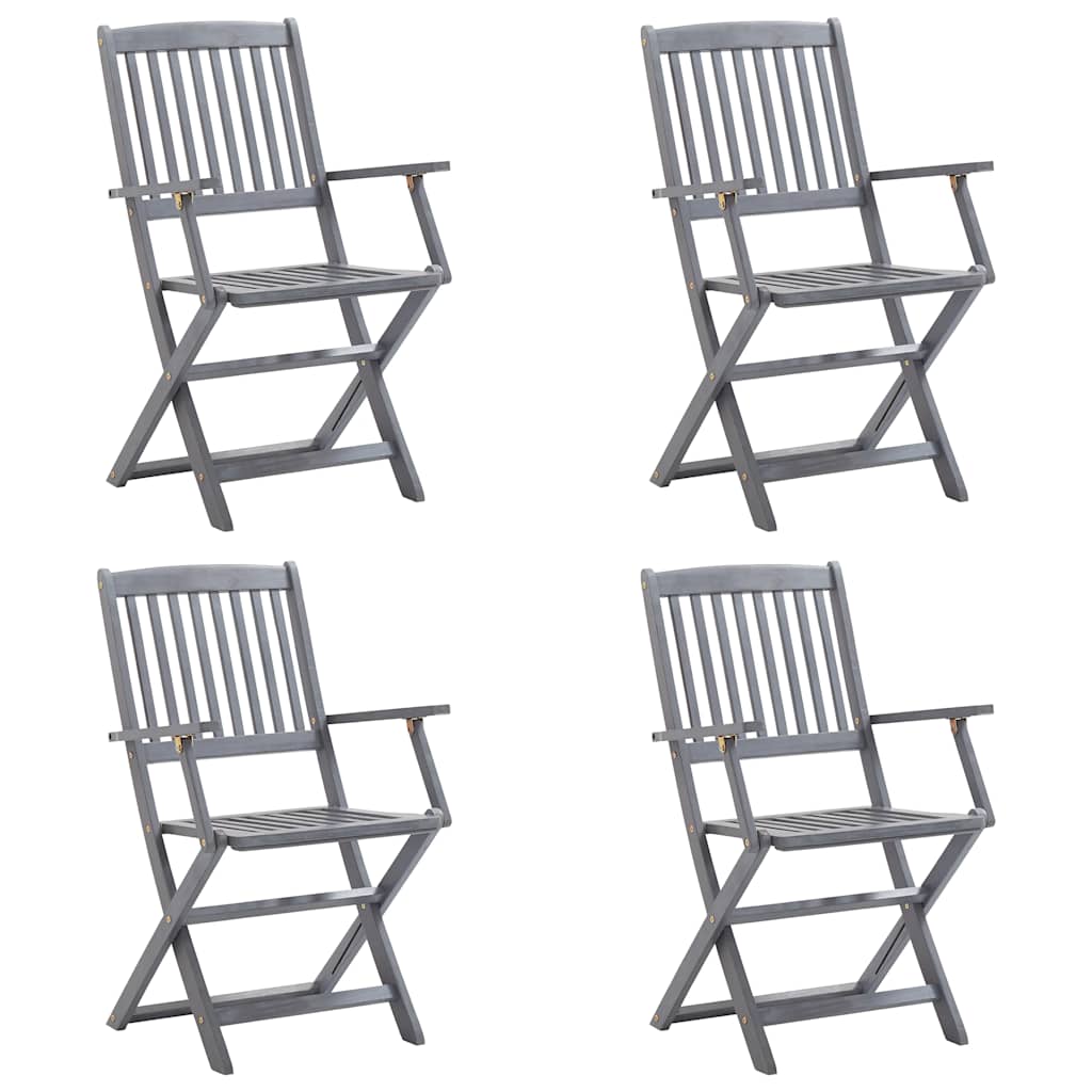 Sedie da Giardino Pieghevoli 4pz con Cuscini in Massello Acacia - homemem39