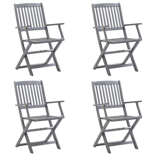 Sedie da Giardino Pieghevoli 4pz con Cuscini in Massello Acacia - homemem39