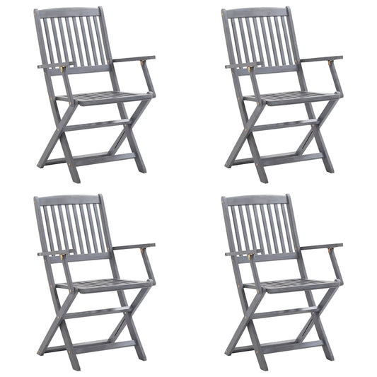 Sedie da Giardino Pieghevoli 4pz con Cuscini in Massello Acacia - homemem39