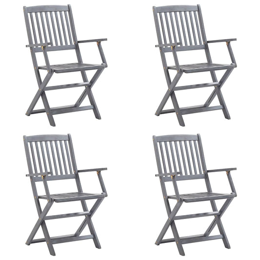 Sedie da Giardino Pieghevoli 4pz con Cuscini in Massello Acacia - homemem39