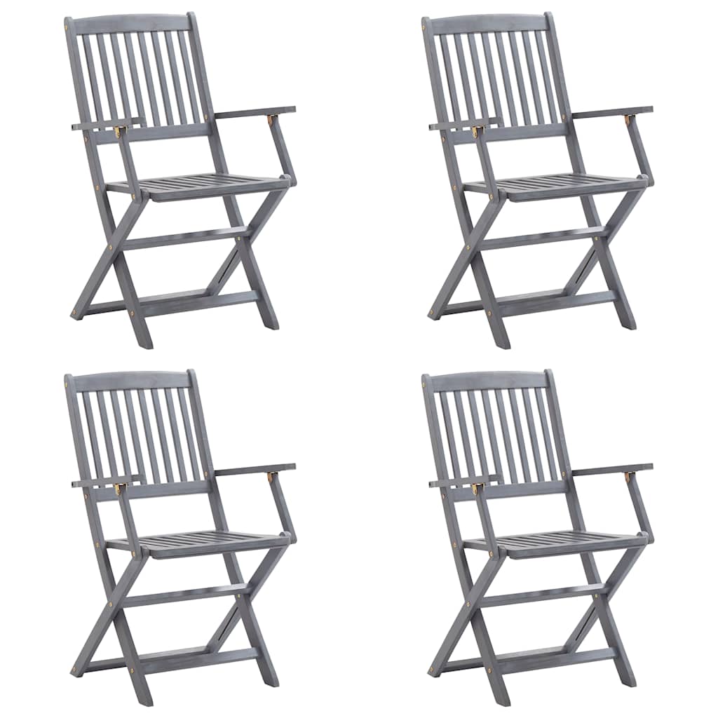 Sedie da Giardino Pieghevoli 4pz con Cuscini in Massello Acacia - homemem39