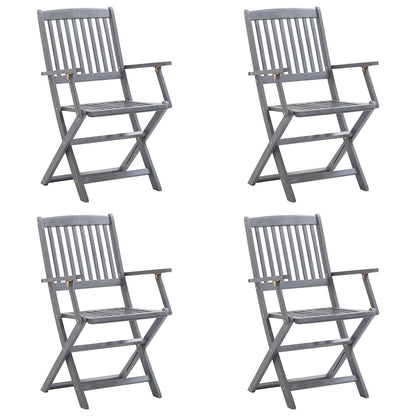 Sedie da Giardino Pieghevoli 4pz con Cuscini in Massello Acacia - homemem39