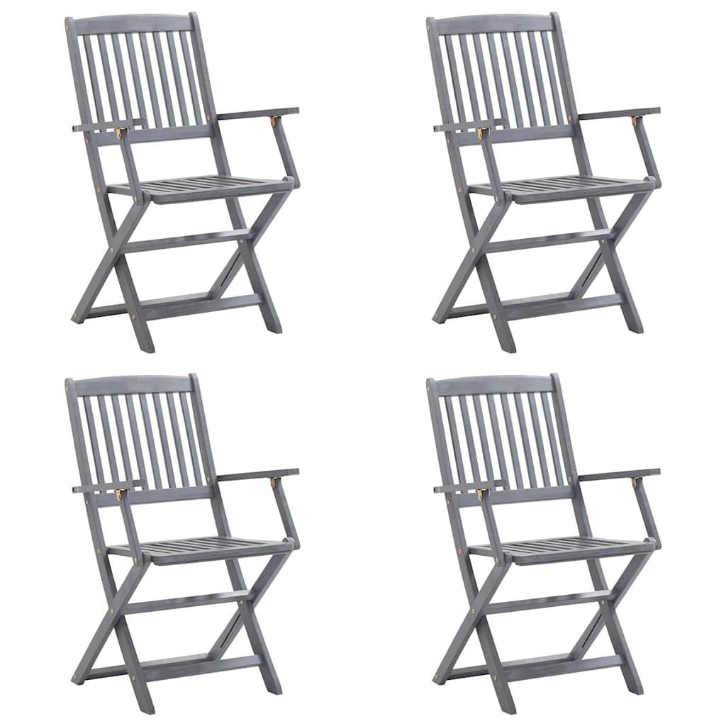 Sedie da Giardino Pieghevoli 4pz con Cuscini in Massello Acacia - homemem39