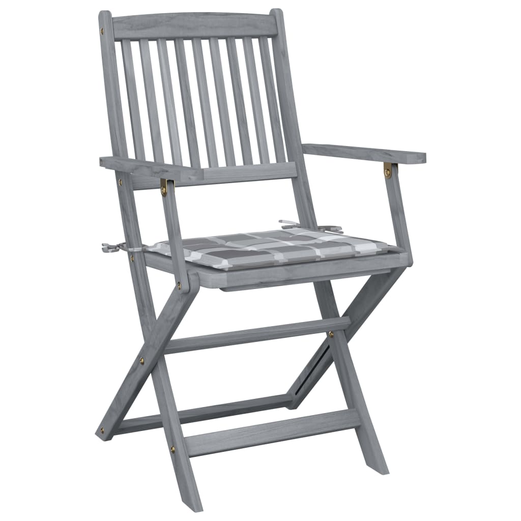 Sedie da Giardino Pieghevoli 4pz con Cuscini in Massello Acacia - homemem39