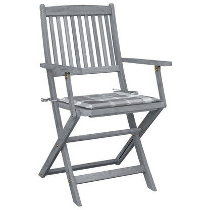 Sedie da Giardino Pieghevoli 4pz con Cuscini in Massello Acacia - homemem39