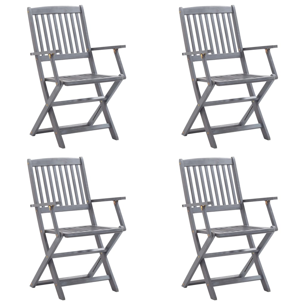 Sedie da Giardino Pieghevoli 4pz con Cuscini in Massello Acacia - homemem39