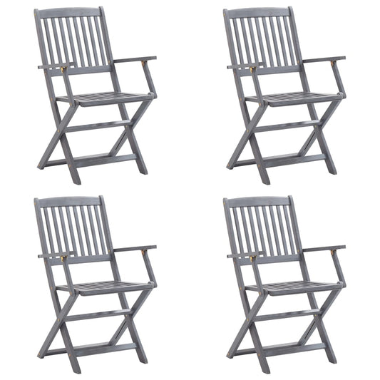 Sedie da Giardino Pieghevoli 4pz con Cuscini in Massello Acacia