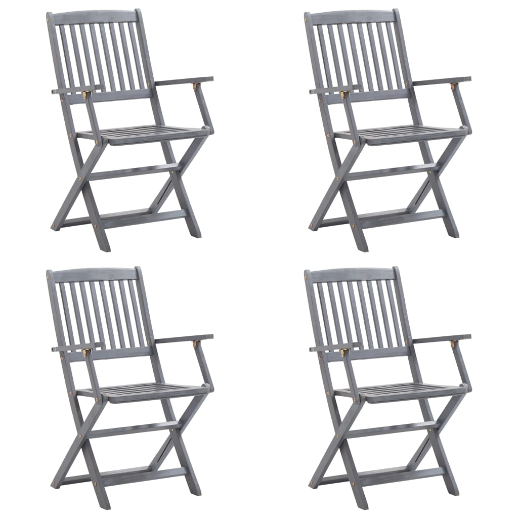 Sedie da Giardino Pieghevoli 4pz con Cuscini in Massello Acacia