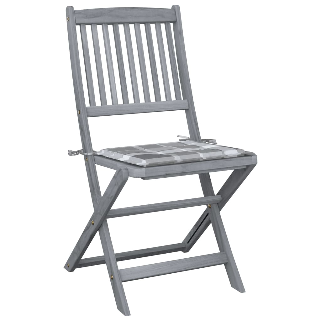 Sedie da Giardino Pieghevoli 4pz con Cuscini in Massello Acacia - homemem39