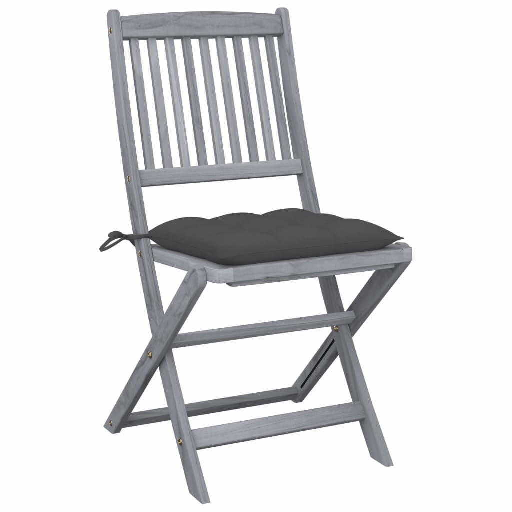 Sedie da Giardino Pieghevoli 4pz con Cuscini in Massello Acacia - homemem39