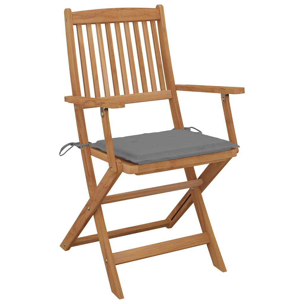 Sedie Pieghevoli 4 pz con Cuscini Massello Acacia