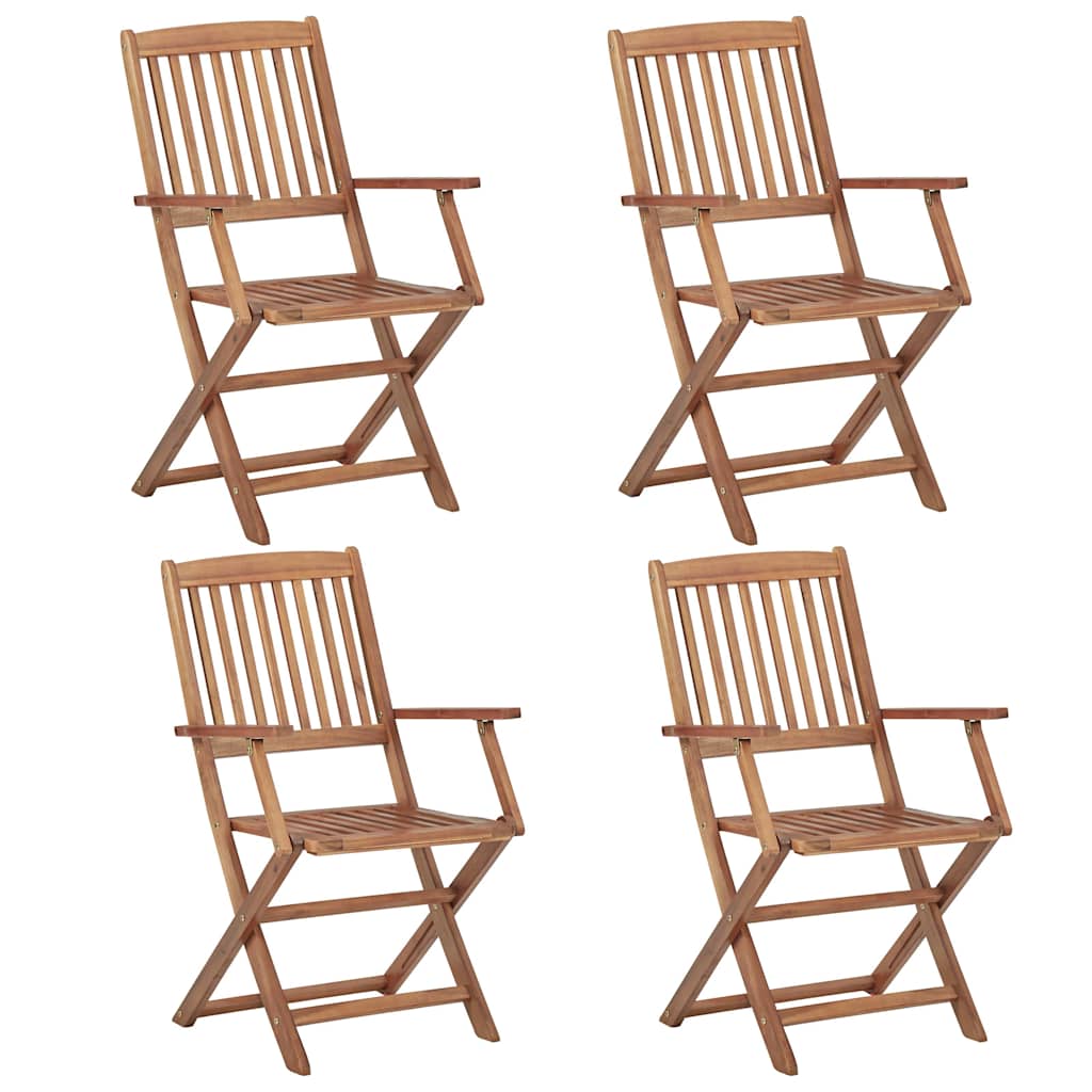 Sedie Pieghevoli 4 pz con Cuscini Massello Acacia