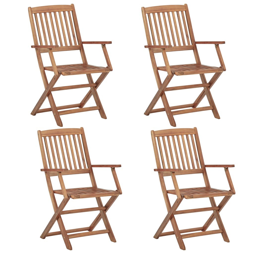 Sedie da Giardino Pieghevoli 4 pz con Cuscini Massello Acacia | homemem39