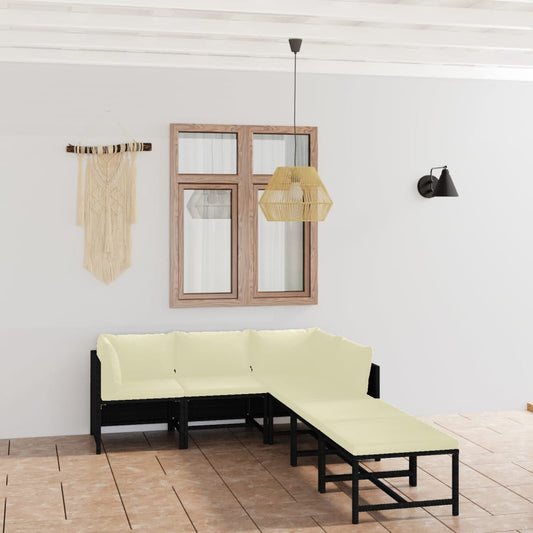Set Divani da Giardino 6 pz con Cuscini in Polyrattan Nero - homemem39