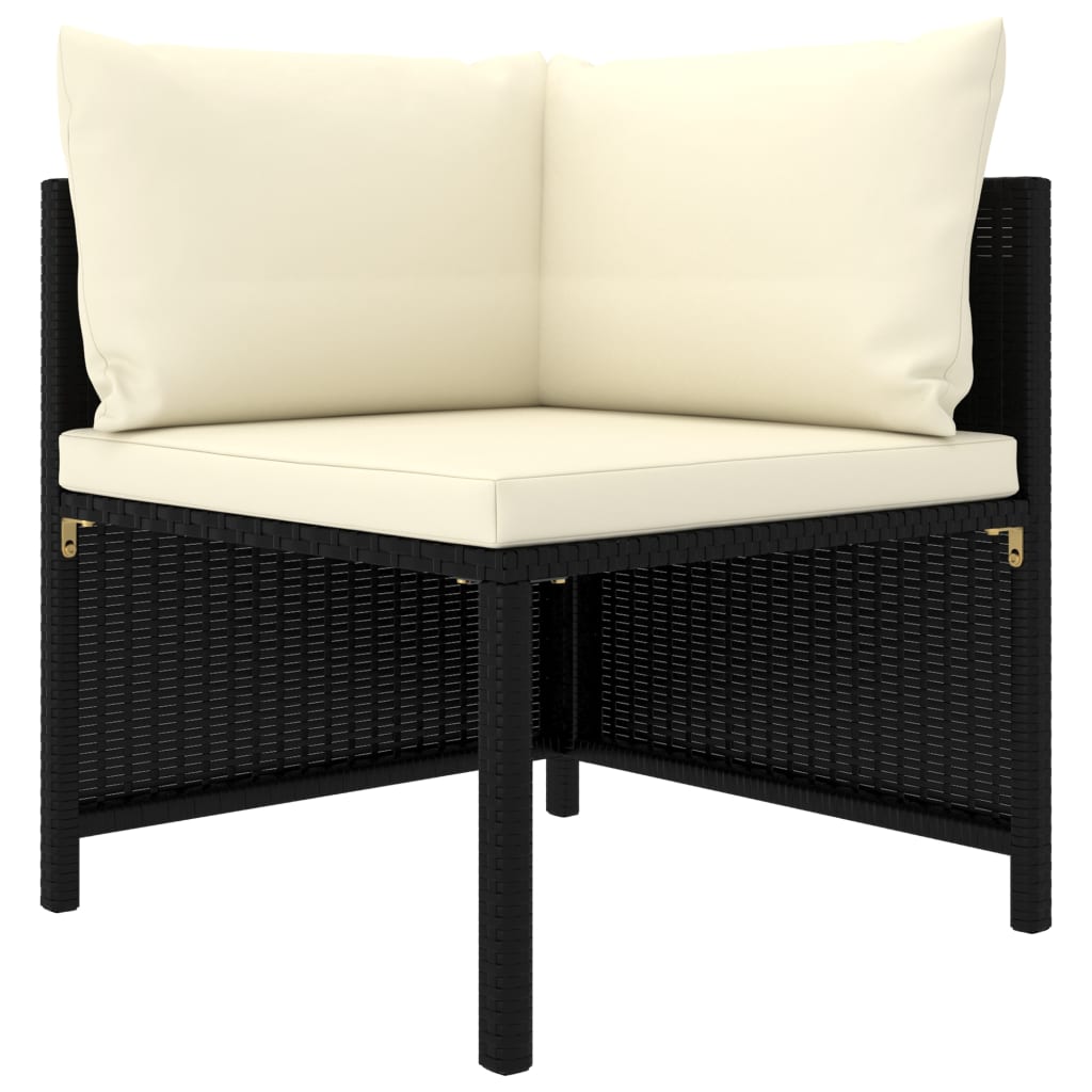 Set Divani da Giardino 6 pz con Cuscini in Polyrattan Nero | homemem39