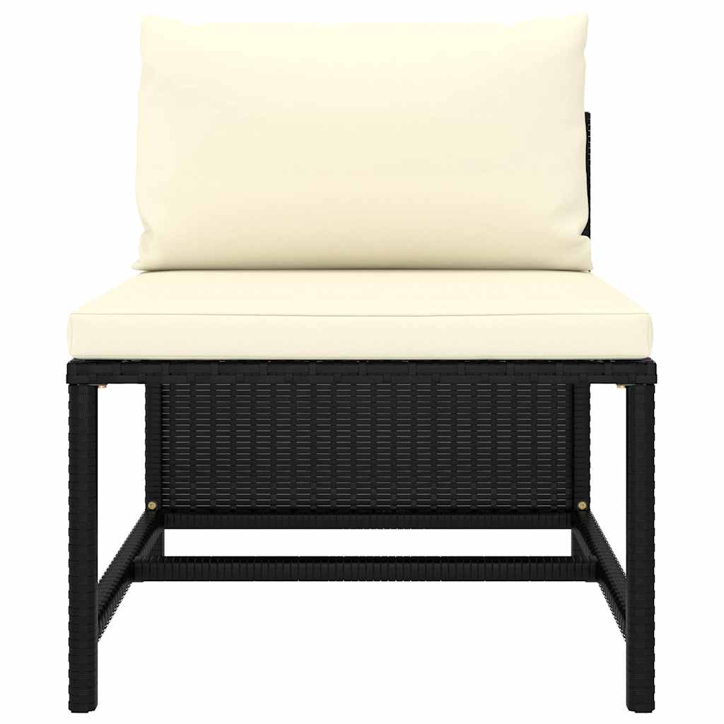 Set Divani da Giardino 6 pz con Cuscini in Polyrattan Nero