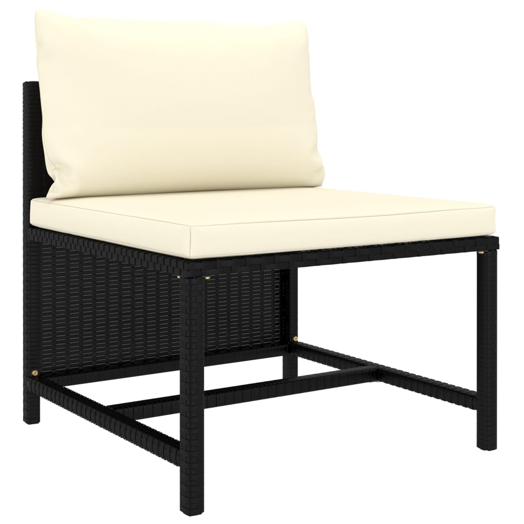 Set Divani da Giardino 10 pz con Cuscini in Polyrattan Nero | homemem39