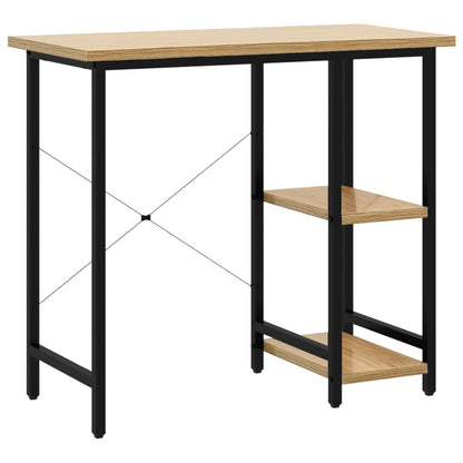 Scrivania Computer Nera e Rovere Chiaro 80x40x72cm MDF Metallo - homemem39