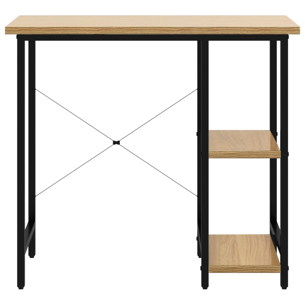 Scrivania Computer Nera e Rovere Chiaro 80x40x72cm MDF Metallo - homemem39