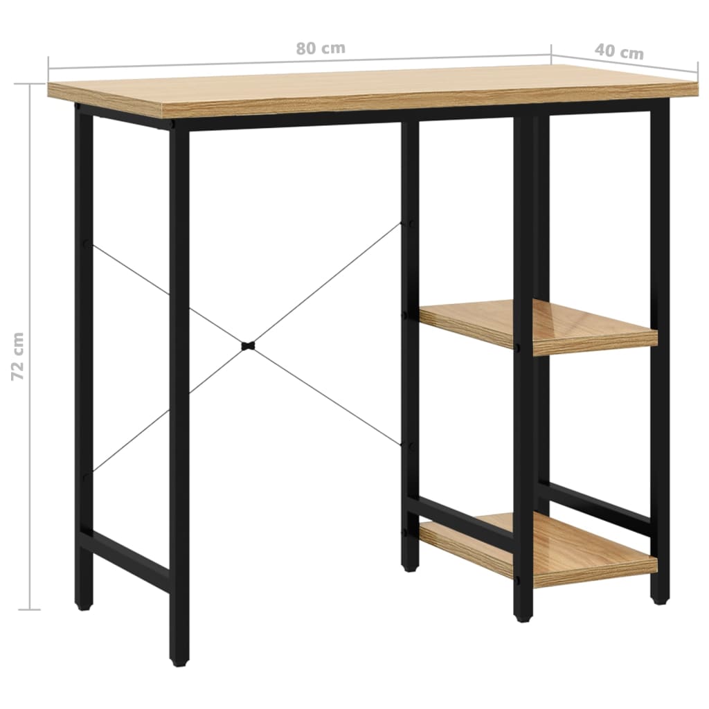 Scrivania Computer Nera e Rovere Chiaro 80x40x72cm MDF Metallo - homemem39