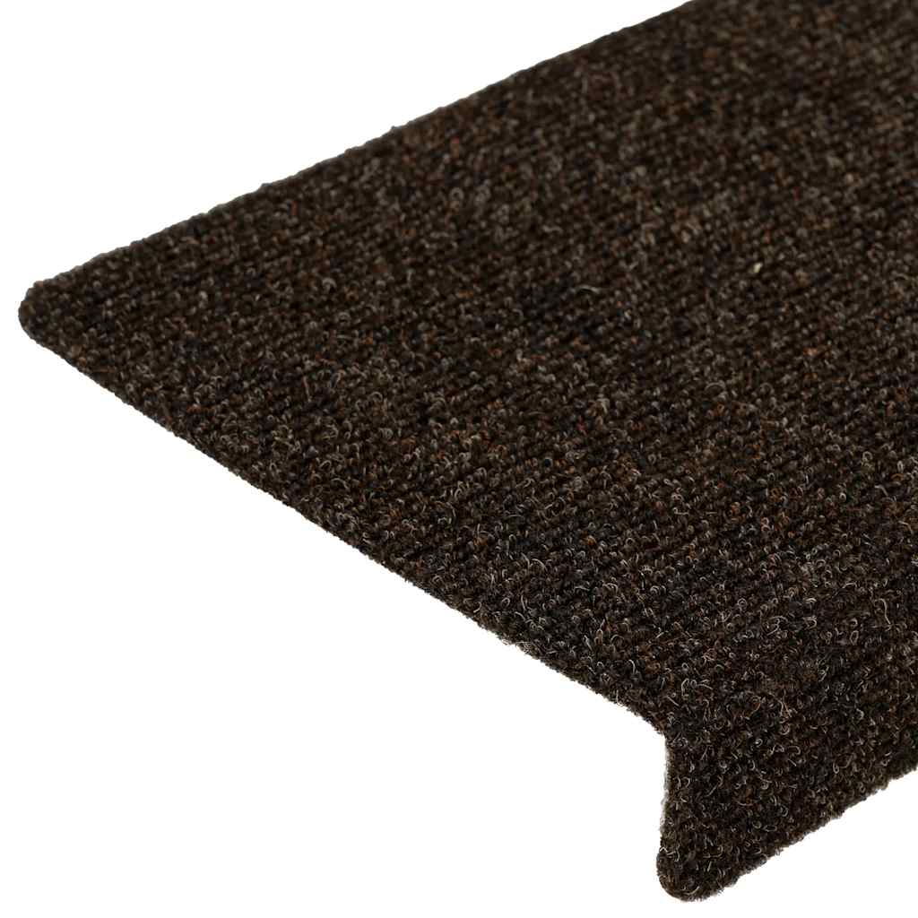 Tappetini per scale autoadesivi 15 pz 65x21x4 cm marrone scuro bordo rettangolare