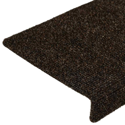 Tappetini per scale autoadesivi 15 pz 65x21x4 cm marrone scuro bordo rettangolare
