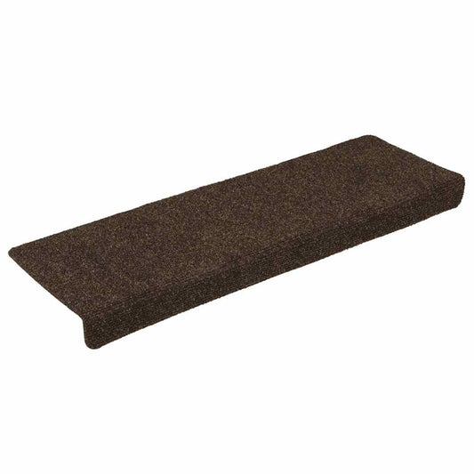 Tappetini per scale autoadesivi 15 pz 65x21x4 cm marrone bordo rettangolare | homemem39