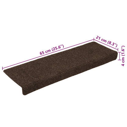 Tappetini per scale autoadesivi 15 pz 65x21x4 cm marrone bordo rettangolare - homemem39