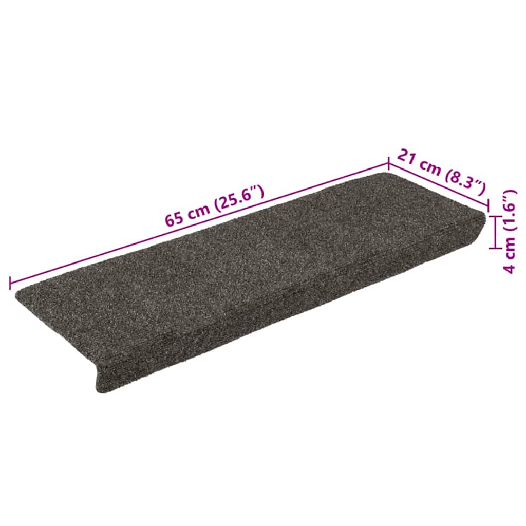 Tappetini per scale autoadesivi 15 pz 65x21x4 cm Antracite Bordo rettangolare | homemem39