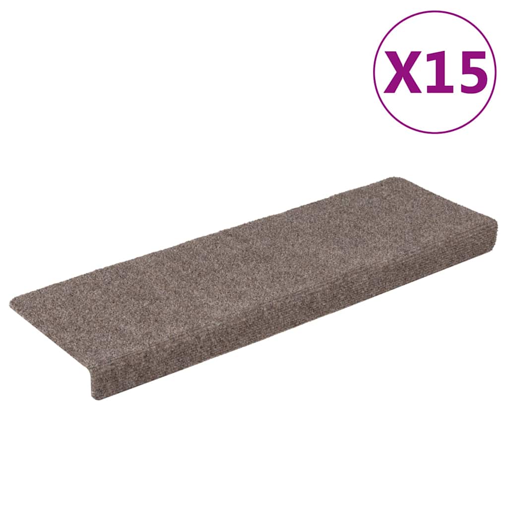 Tappetini per scale autoadesivi 15 pz 65x21x4 cm beige bordo rettangolare - homemem39