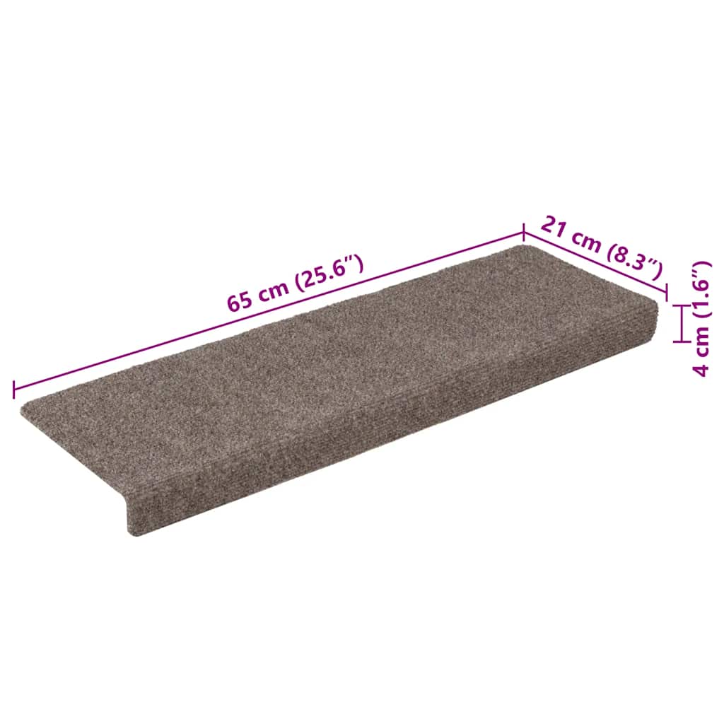 Tappetini per scale autoadesivi 15 pz 65x21x4 cm beige bordo rettangolare - homemem39