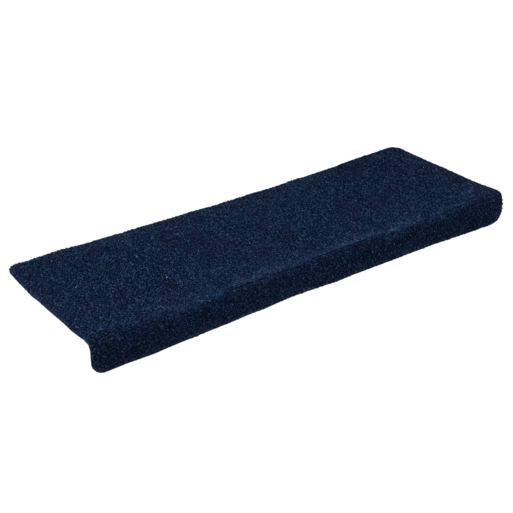 Tappetini per Scale Tessuto Agugliato 15 pz 65x21x4 cm Blu - homemem39