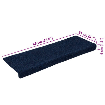 Tappetini per Scale Tessuto Agugliato 15 pz 65x21x4 cm Blu - homemem39