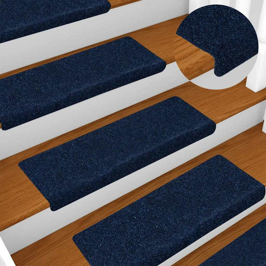 Tappetini per scale autoadesivi 15 pz 65x21x4 cm blu navy bordo rettangolare - homemem39