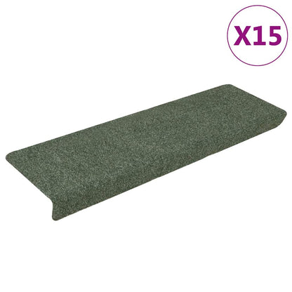 Tappetini per scale autoadesivi 15 pz 65x21x4 cm verdi con bordo rettangolare - homemem39
