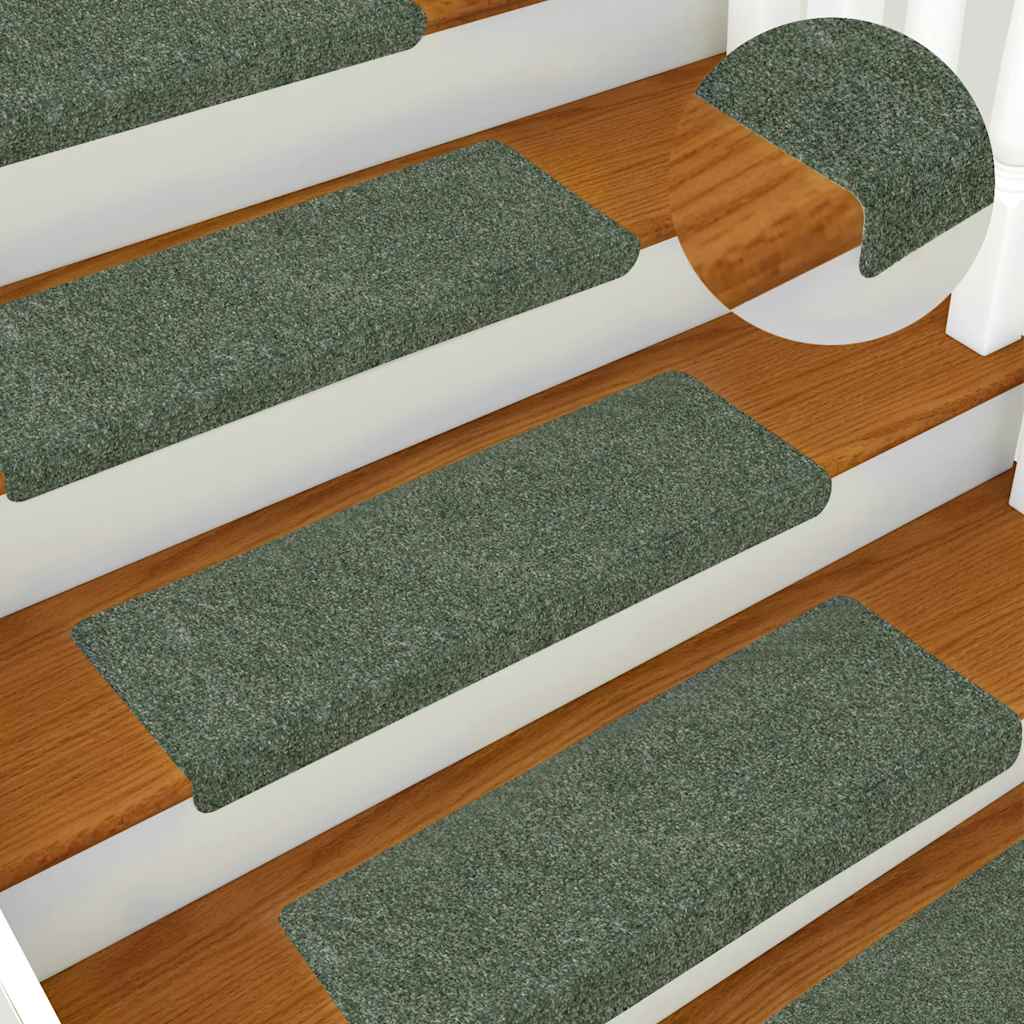 Tappetini per scale autoadesivi 15 pz 65x21x4 cm verdi con bordo rettangolare - homemem39