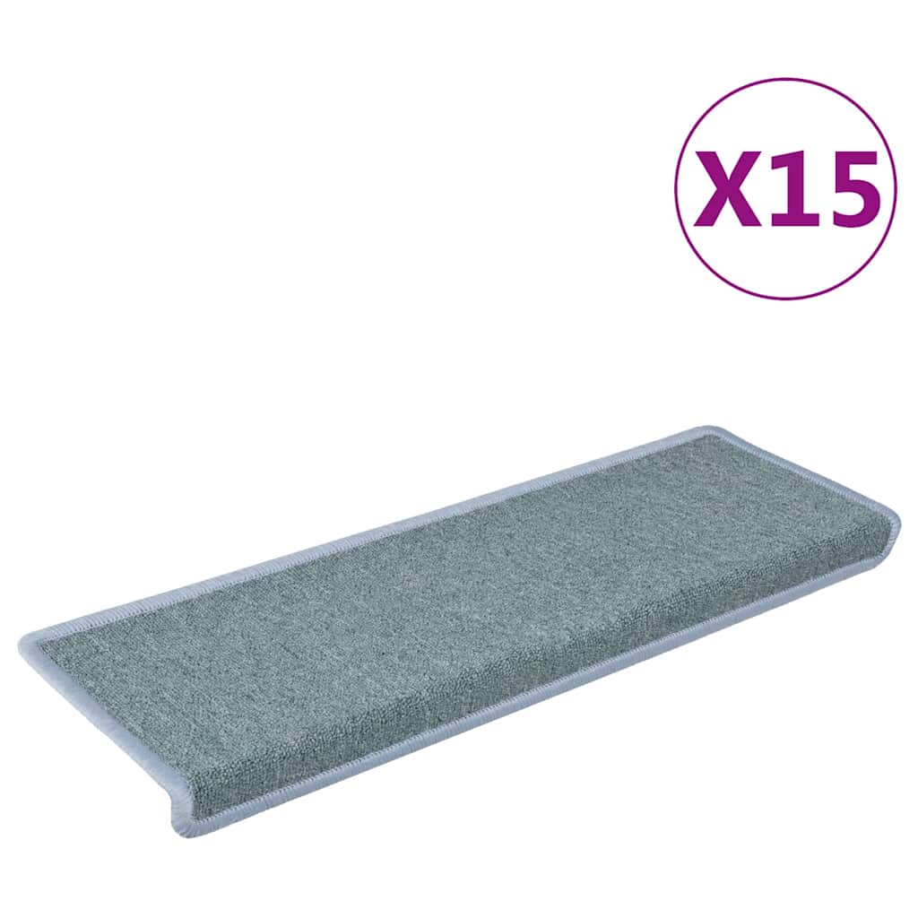 Tappetini per scale 15 pz 65x21x4 cm Blu mare con bordo rettangolare | homemem39