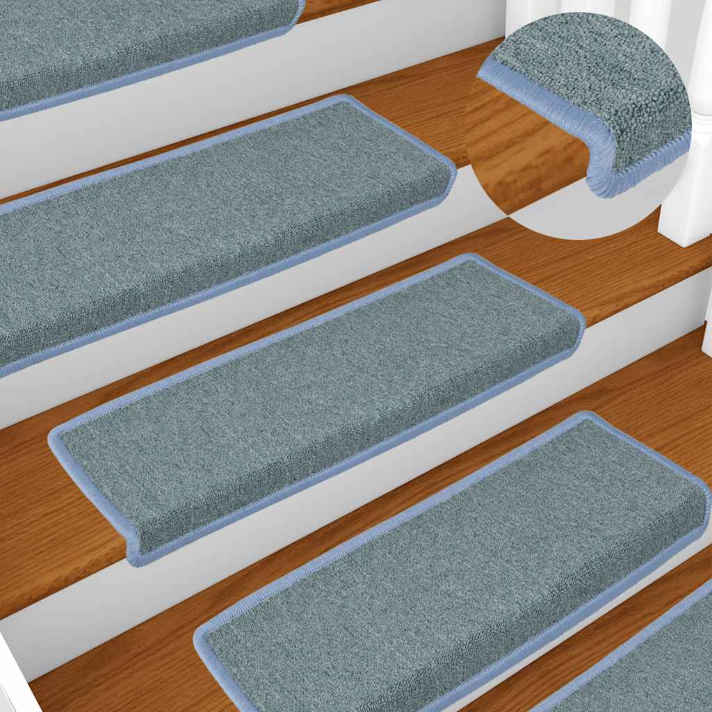 Tappetini per scale 15 pz 65x21x4 cm Blu mare con bordo rettangolare | homemem39