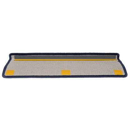 Tappetini per scale 15 pz 65x21x4 cm Grigio scuro e blu con bordo rettangolare - homemem39