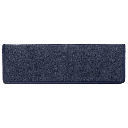Tappetini per scale 15 pz 65x21x4 cm Grigio scuro e blu con bordo rettangolare - homemem39