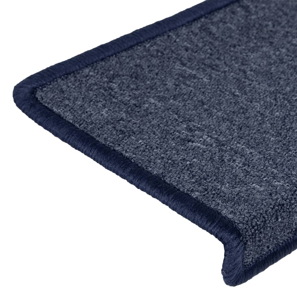 Tappetini per scale 15 pz 65x21x4 cm Grigio scuro e blu con bordo rettangolare - homemem39
