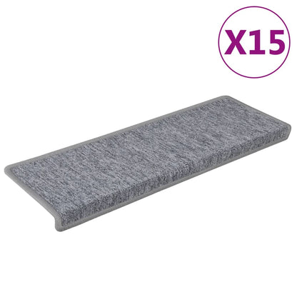 Tappetini per scale 15 pz 65x21x4 cm Grigio chiaro Bordo rettangolare | homemem39