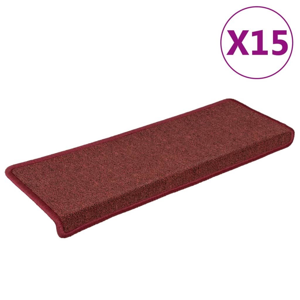 Tappetini per Scale 15 pz 65x21x4 cm Rosso Opaco - homemem39