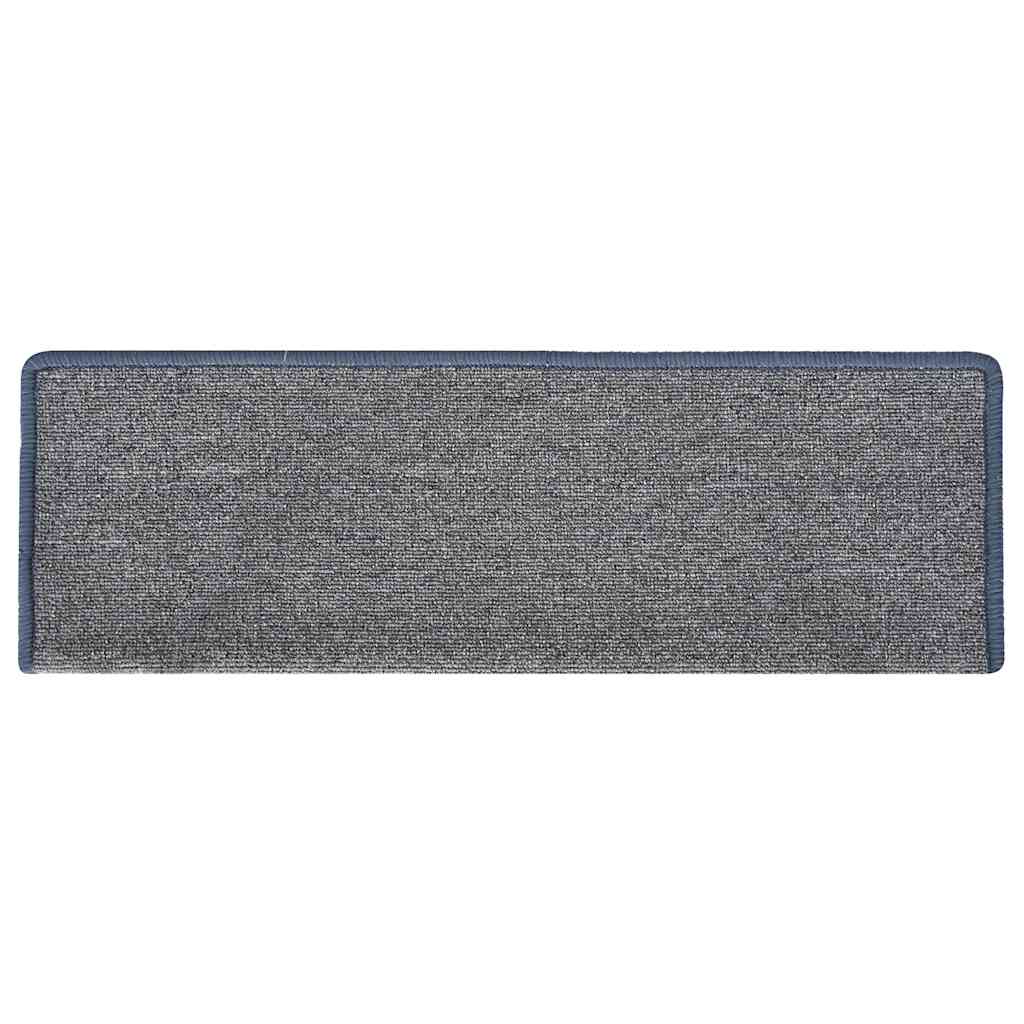 Tappetini per scale 15 pz 65x21x4 cm Grigio chiaro e blu con bordo rettangolare | homemem39